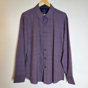 Con.struct slim Fit Colorful patterned Red&Blue 4-way Stretch casual shirt XL
